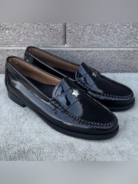 G.H. Bass Whitney Emoji Star Black Patent Leather Loafers Size 7.5 M
